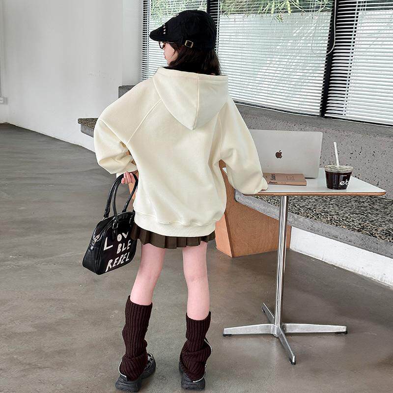 女童卫衣春装打底衫2025新款儿童春季洋气大童春秋装连帽潮