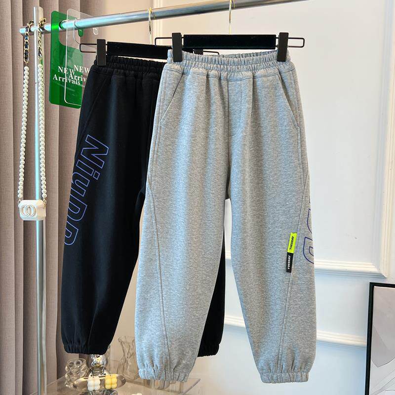 男童裤子春秋款2025新款男孩童装休闲 厚棉裤春季宽松中大童运动