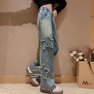 女童阔腿牛仔裤夏天2024新款儿童夏季裤子薄款女孩大童夏装直筒裤