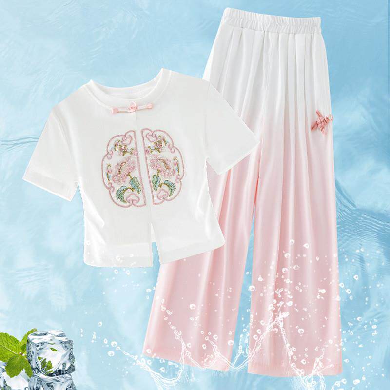 女童国风套装夏季多巴胺2024新款儿童新中式夏装两件套女大童夏天