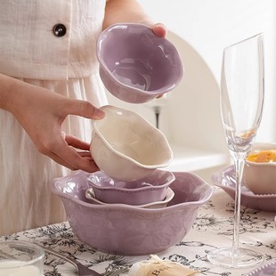 法式 碗筷盘子泡面碗汤碗饭碗 简约高颜值家用碗陶瓷餐具碗碟套装