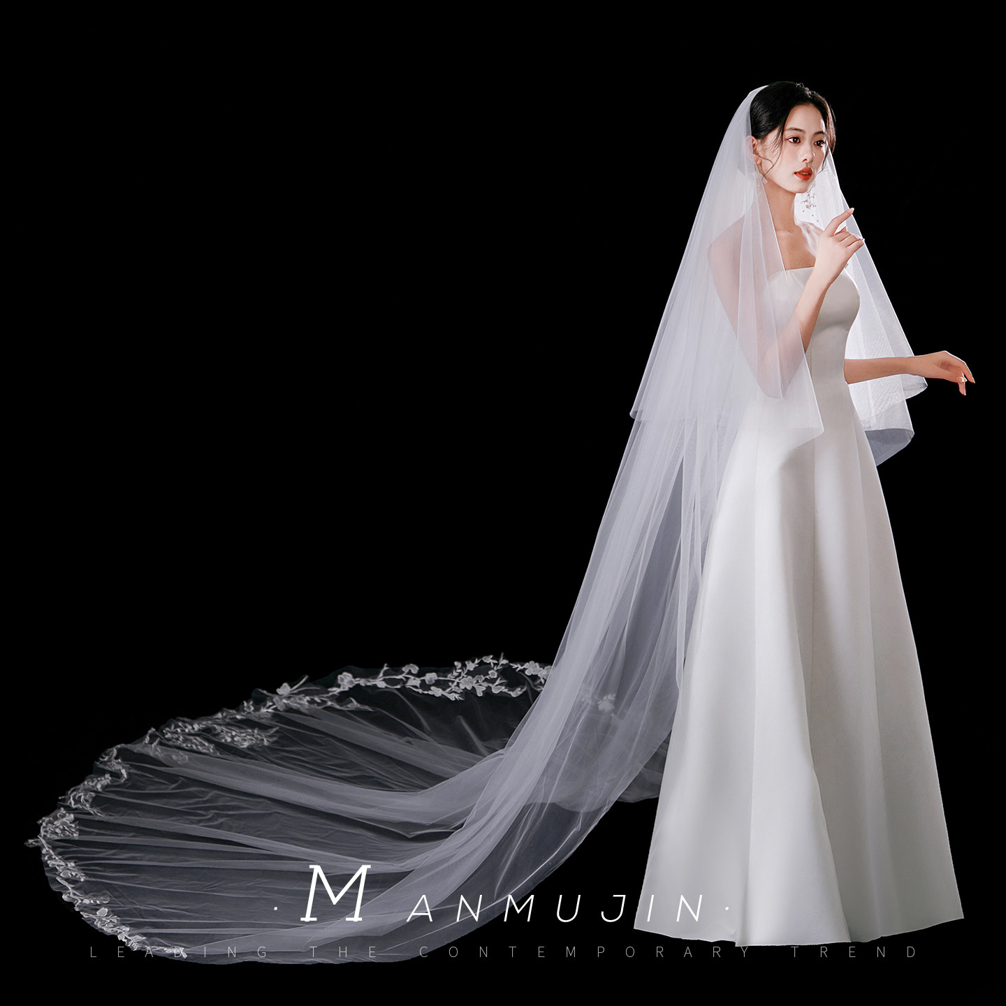 双层长款可遮面拖尾头纱新娘结婚礼主婚纱头饰旅拍照大教堂式头纱