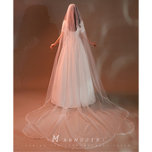 新娘结婚头纱超仙高级感蕾丝花边超长款 大拖尾头纱旅拍照婚纱头饰