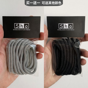 MLB适配斐巴黎乐世家SHC 系列老爹鞋黑白点色鞋带绳男女休闲鞋带