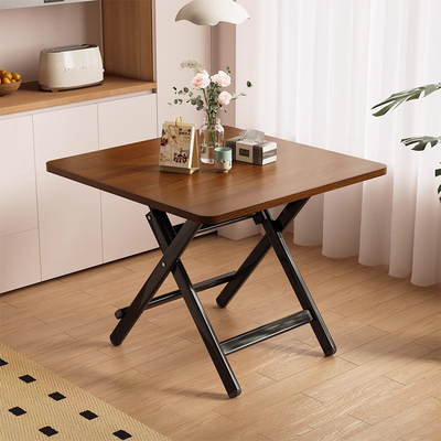 黑胡桃色折叠餐桌家用小户型