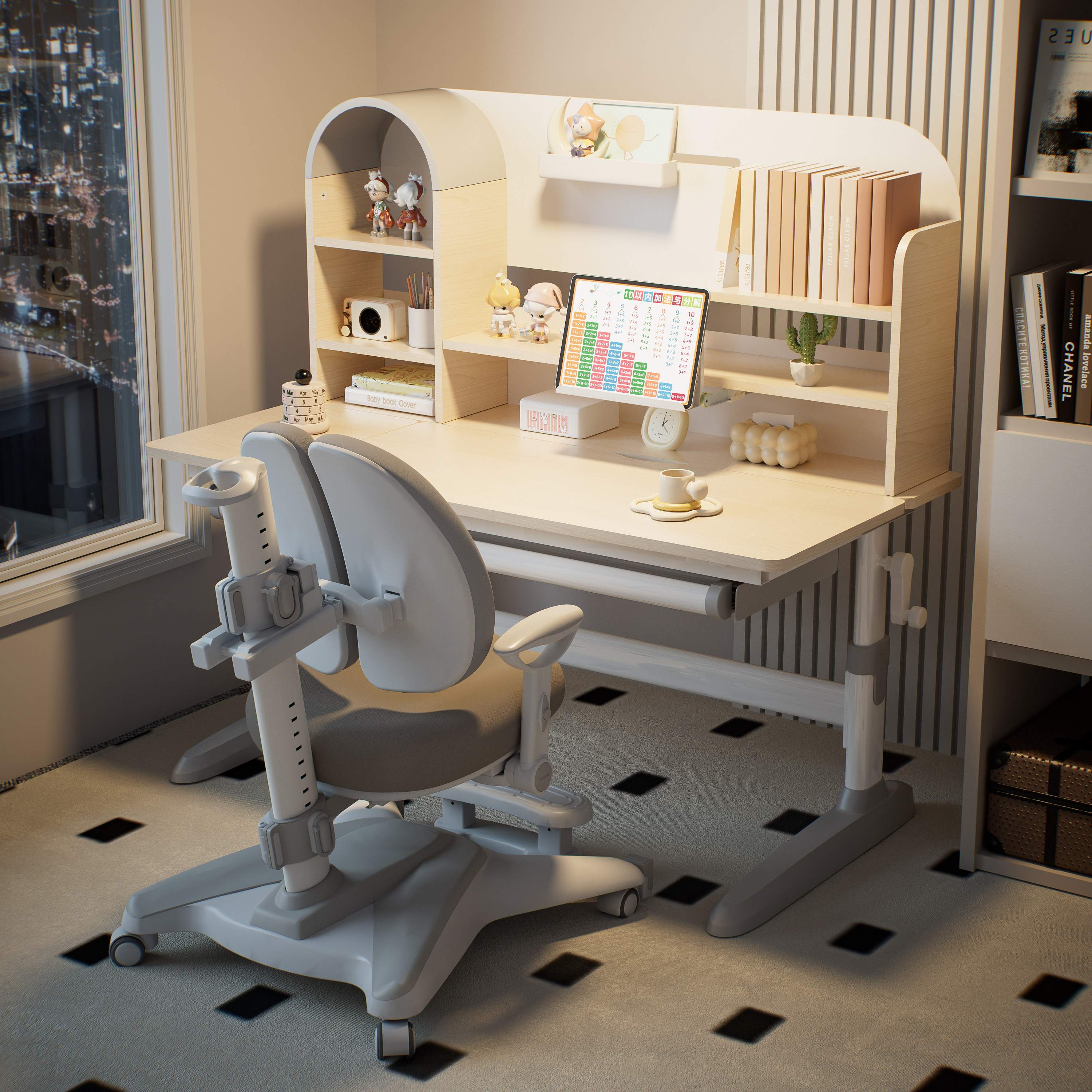 儿童学习桌小学生家用实木书桌可升降桌椅套装2025新款护眼写字桌,住宅家具,儿童学习桌,淘宝优惠券,粉丝福利购,淘宝优惠卷