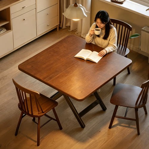 实木折叠方桌出租屋家用餐桌