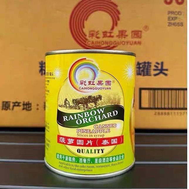 泰国进口彩虹果园菠萝圆片罐头