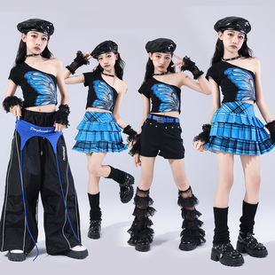 爵士舞服装 少儿演出服 女童潮酷时髦儿童模特走秀潮服蝴蝶jazz套装