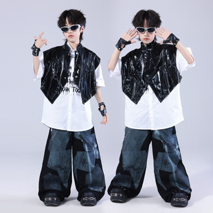 街舞儿童潮服hiphop童装少儿服装男童架子鼓演出服嘻哈潮牌套装夏