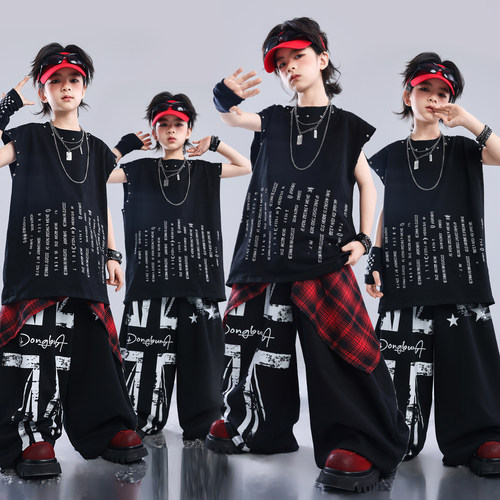 街舞儿童潮服少儿服装hiphop童装舞蹈表演男孩演出服男童宽松套装