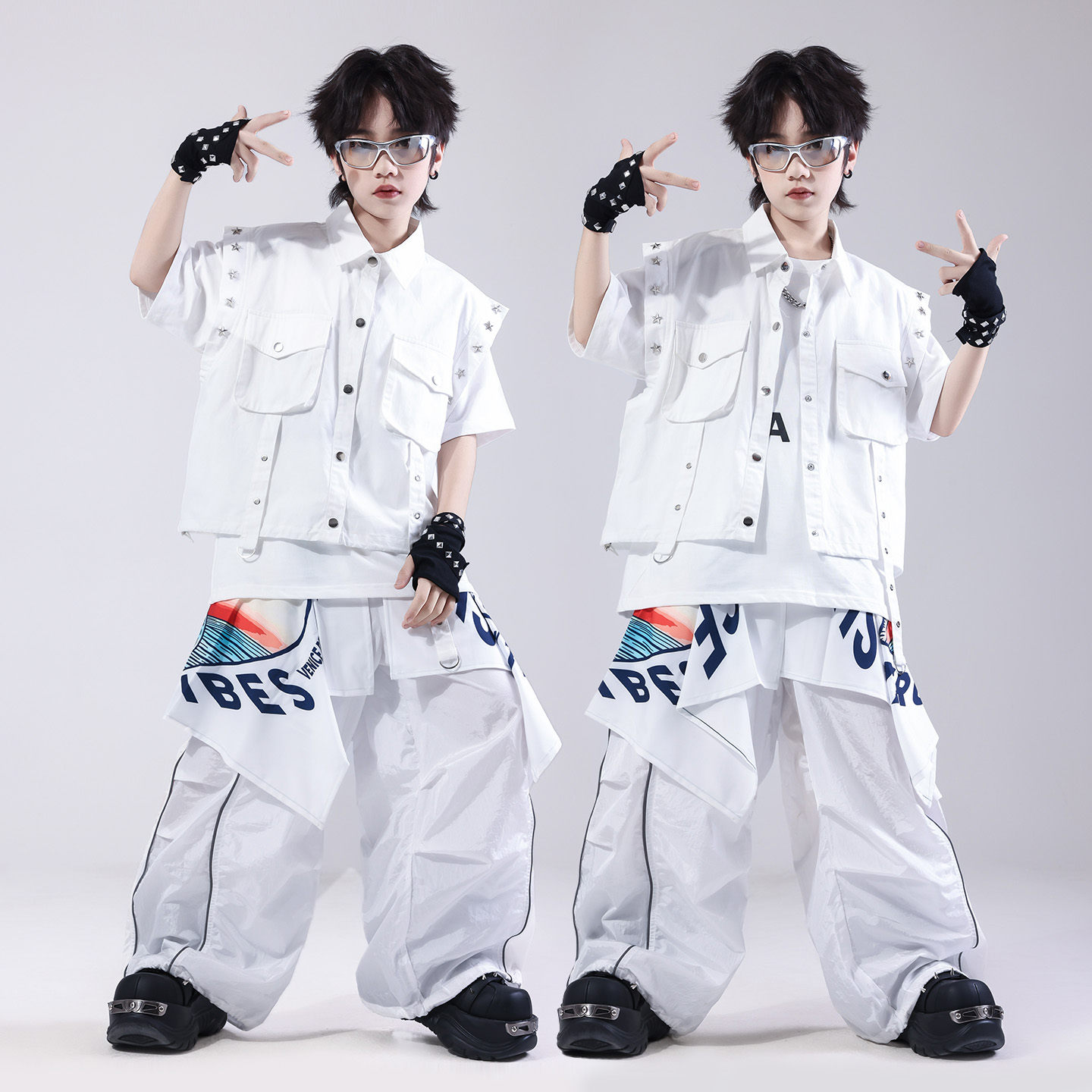 街舞儿童潮服hiphop童装少儿服装男童架子鼓演出服嘻哈风潮牌套装