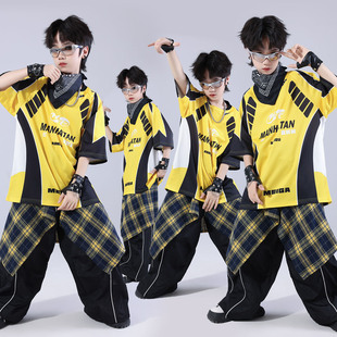 街舞兒童潮服hiphop童裝 夏 男童架子鼓演出服嘻哈潮牌套裝 少兒服裝