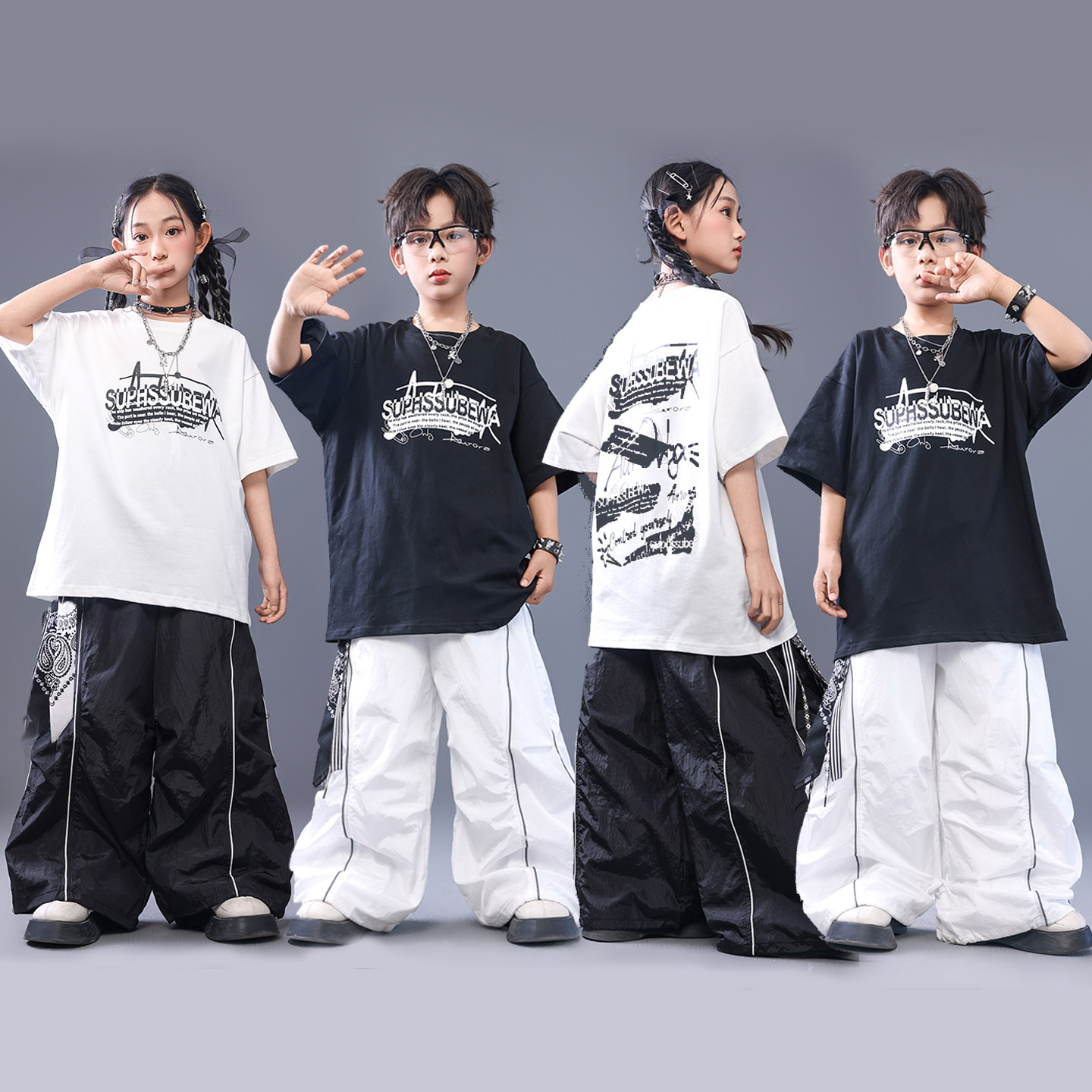 六一儿童演出服少儿街舞服装男童嘻哈朝服hiphop童装女童爵士舞酷