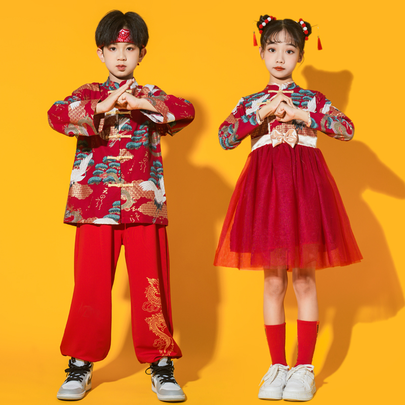 咚布娜男女童中国风中国舞演出服
