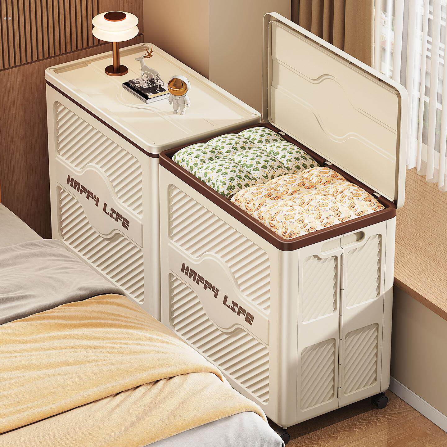 衣服收纳箱大容量超大衣物被子整理箱带轮折叠卧室翻盖储物箱家用