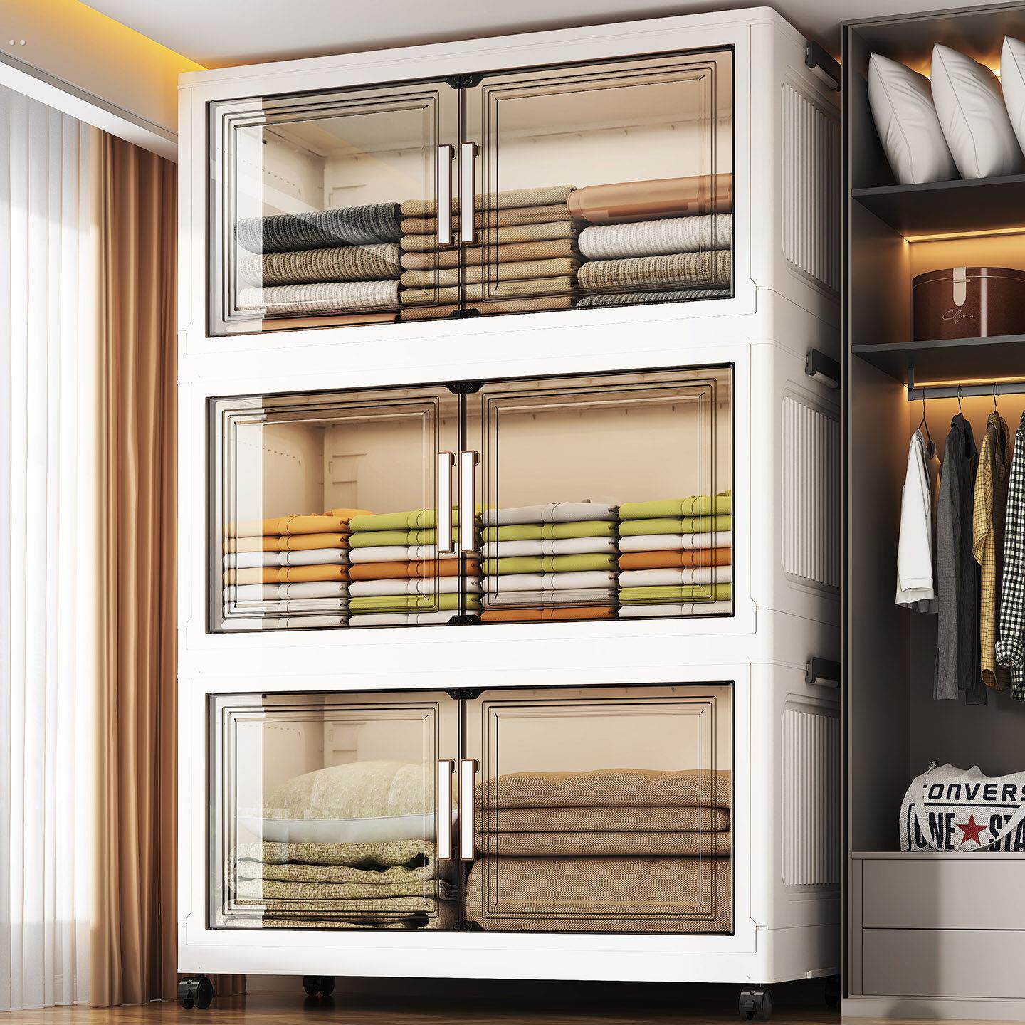 衣服收纳箱大容量超大家用折叠儿童玩具储物箱加厚塑料被子整理箱