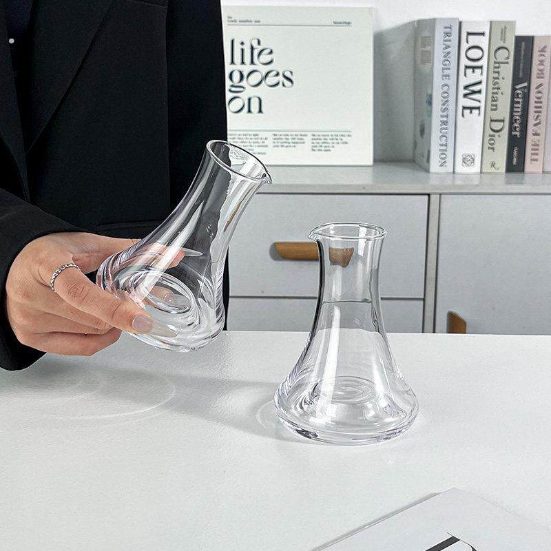 中式复古玻璃分酒器家用烈酒白酒醒酒器分酒壶商用高级凹底分酒器