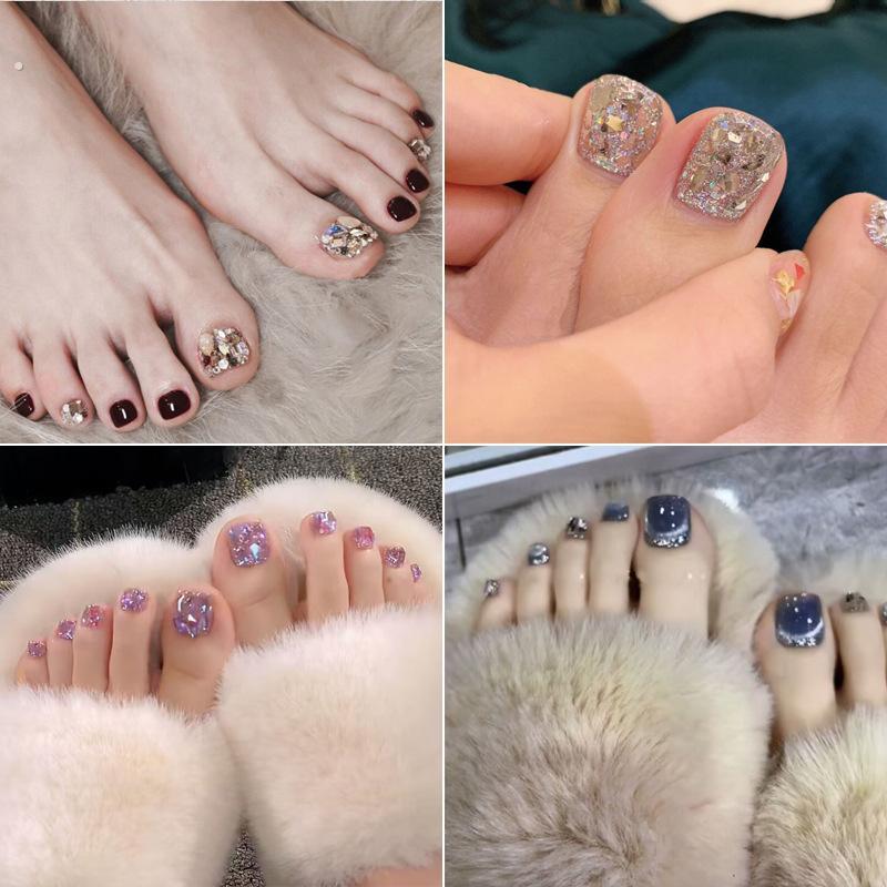 纯手工定制美甲脚指甲贴片高级感猫眼钻石脚趾甲穿戴甲可拆卸