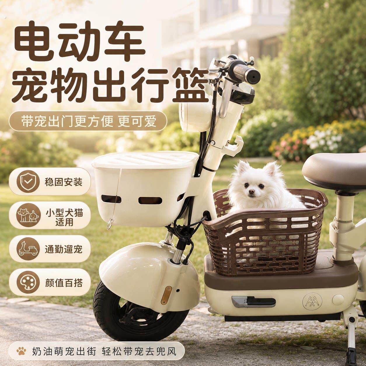 电动车狗狗座椅踏板宠物筐车上前置带车筐自行车篮子猫咪外出神器