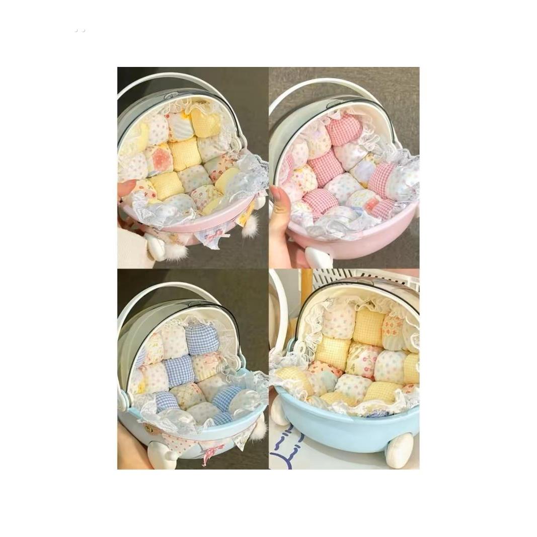 手提桌面摇篮收纳盒子棉花娃娃可爱宿舍好物零食筐bjd ob11婴儿车
