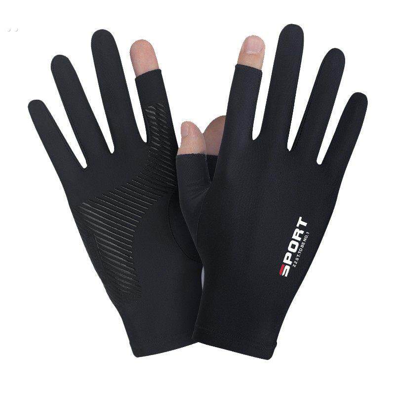 滑雪手套内胆滑雪内胆手套保暖防滑手套露指薄绒弹力开车黑灰分指