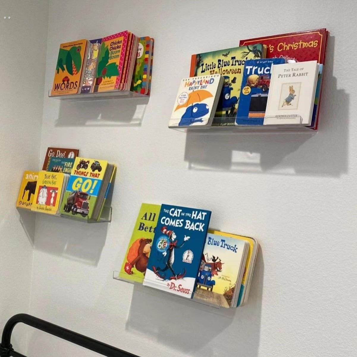 壁挂式展示架书架亚克力透明收纳架U型置物架墙上挂式少儿书架