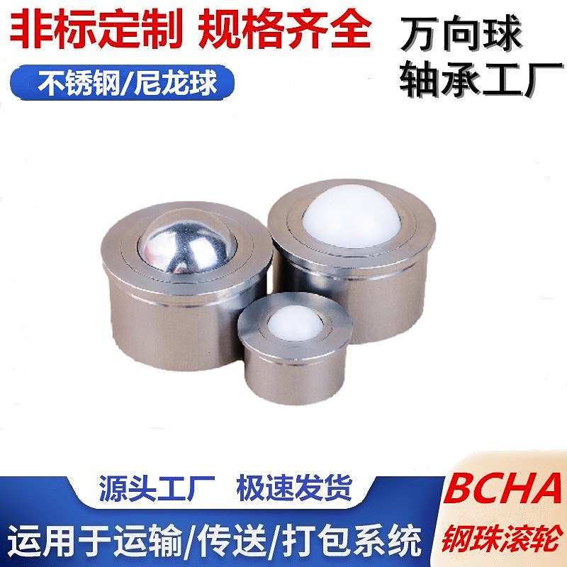 钢珠滚轮牛眼滚珠轴承不锈钢滑动轮运输传送零件嵌入式BCHA
