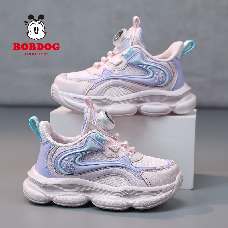 巴布豆女童鞋子运动鞋2026春秋新款网面透气女孩子儿童户外跑步鞋