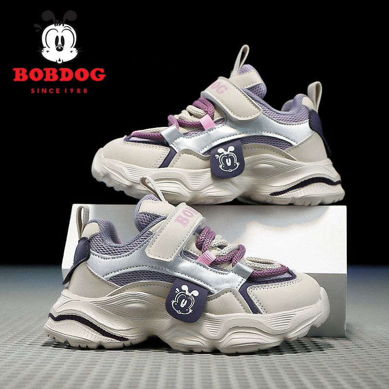 巴布豆女童运动鞋2025春秋季新款网面透气儿童女孩子小学生老爹鞋