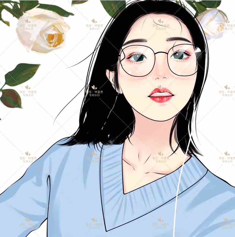 私人定制彩绘照片变漫画改转真人手绘情侣头像女生照片人物画设计