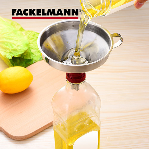 FACKELMANN法克曼不锈钢漏斗直径10CM大口径家用油漏过滤网打酒器