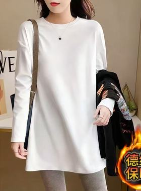 300斤大码双面德绒圆领打底衫2025年新款女生春秋冬季内外搭卫衣