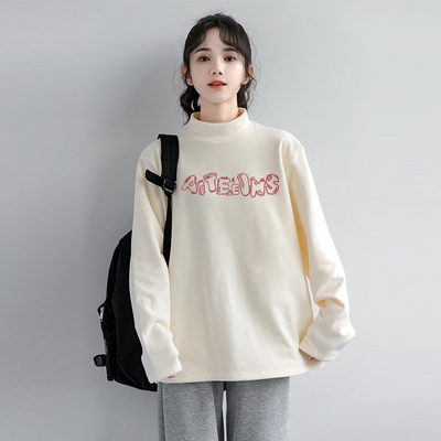 半高领双面德绒打底衫女2025新款秋冬内搭加厚卫衣保暖春秋季上衣