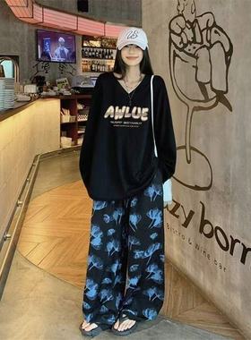 2025超大码300斤德绒V领打底衫女款春秋冬季卫衣宽松长袖上衣