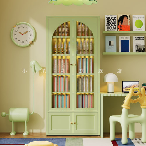 儿童铁皮无甲醛带柜门防尘书柜