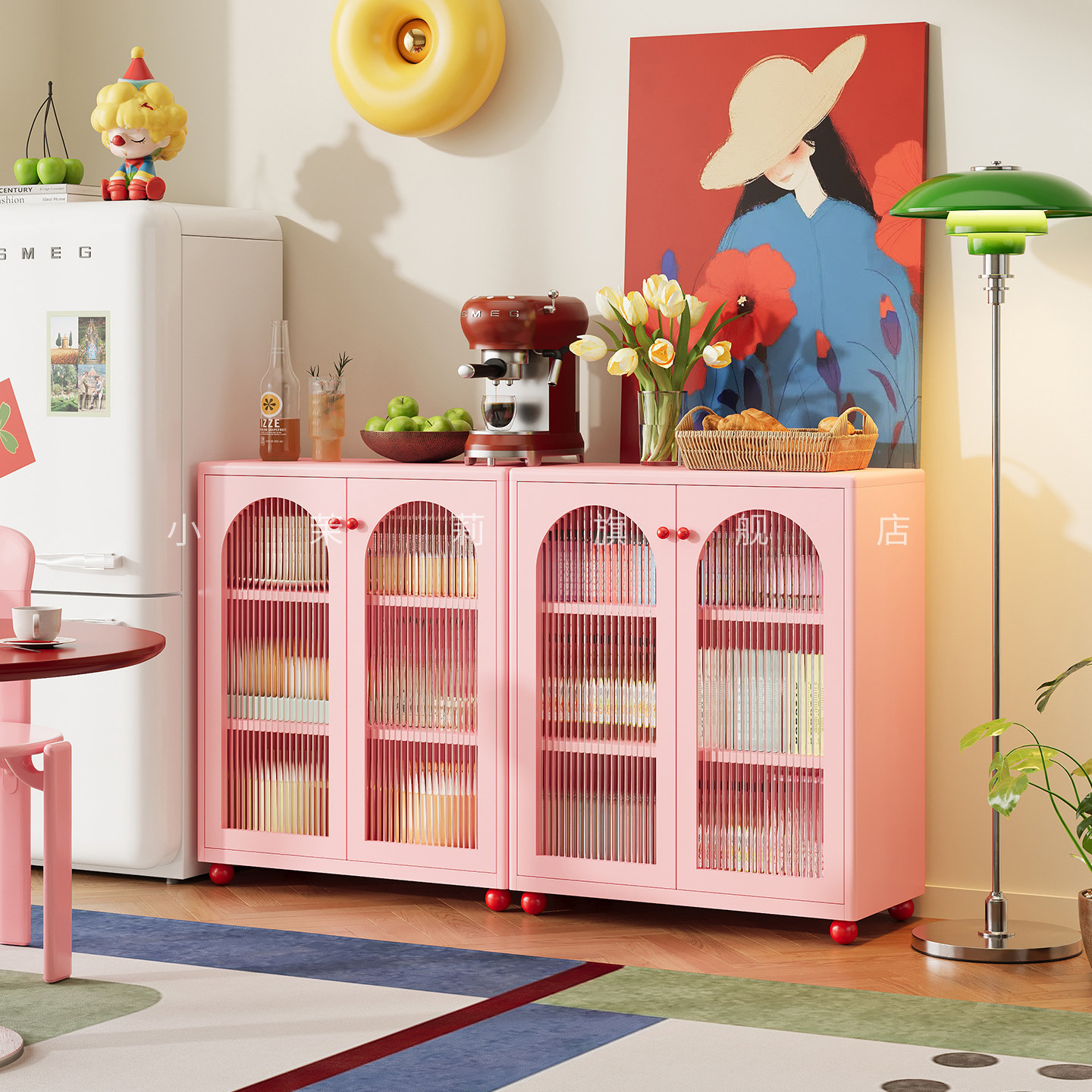 铁艺餐边柜2026新款中古风金属客厅靠墙边柜置物柜展示架储物柜子