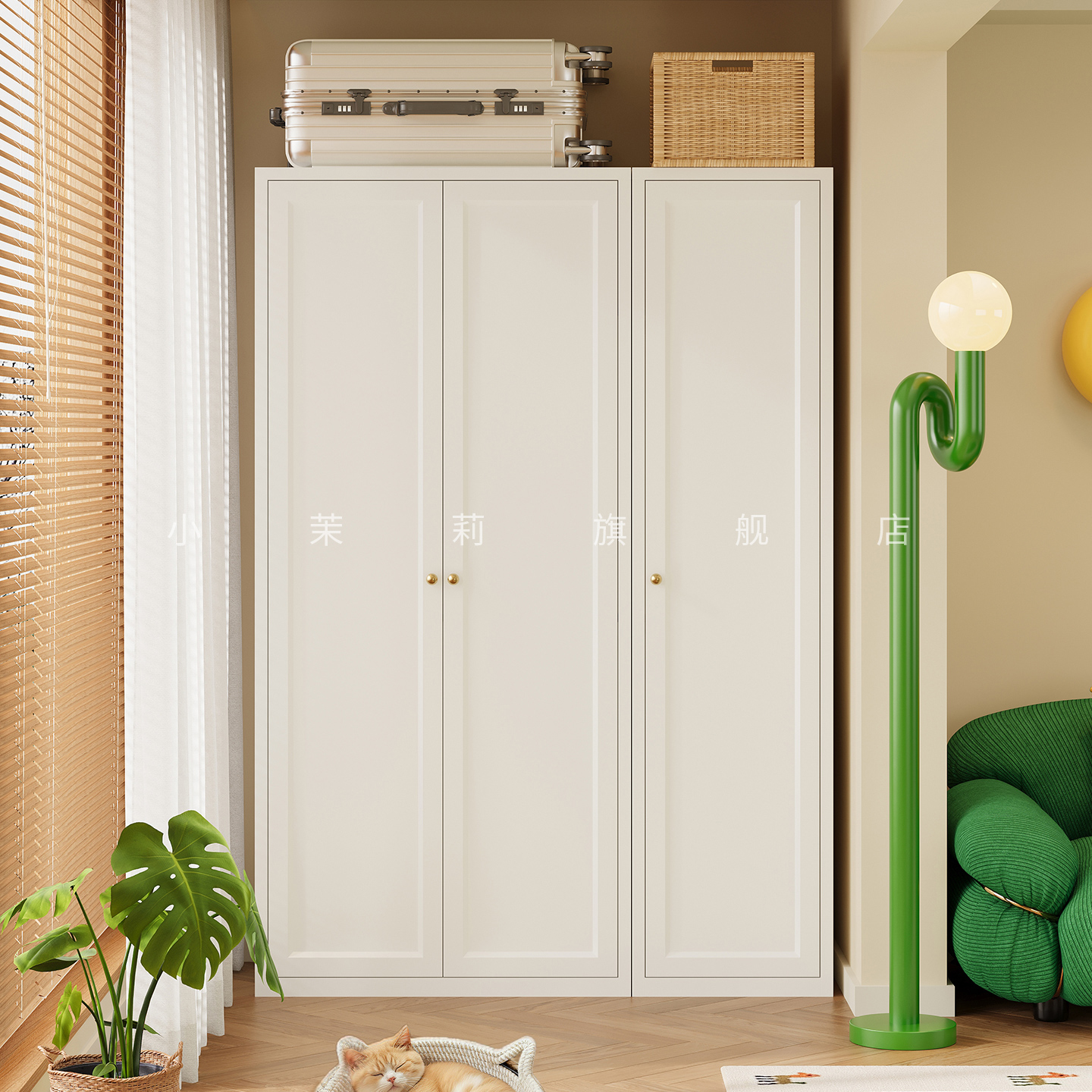 钢制阳台储物柜靠墙一体防水防晒家用带门行李箱铁皮柜置物杂物柜