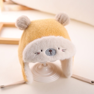 婴儿帽子冬季加绒宝宝雷锋帽可爱超萌婴幼儿秋冬天加厚保暖护耳帽