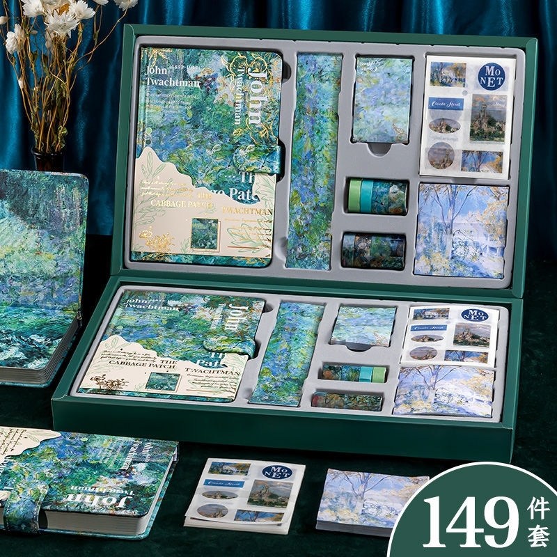 油画手账本套装礼盒高颜值开学礼物学生生日礼物全套手帐笔记本子