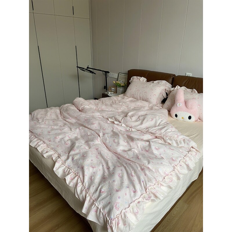 韩版花边纯棉夏凉被可爱公主风韩式床上四件套全棉空调被薄被子