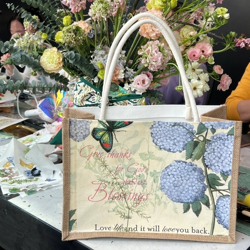 蝶骨巴特帆布麻布袋diy教师节手工制作材料包幼儿园亲子团建活动