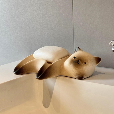 暹罗猫肥皂盒2025新款高颜值家用沥水皂碟洗漱台高档陶瓷置物架子