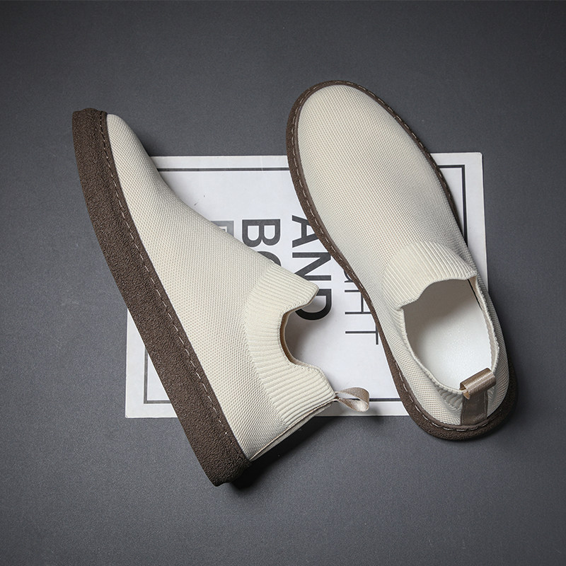 男鞋夏季透气飞织网面袜子鞋男士春秋新款一脚蹬运动休闲针织布鞋