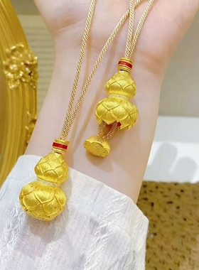 金店同款古法镂空花丝葫芦吊坠