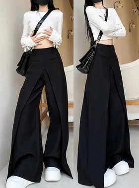 炸街时髦双层叠片阔腿裤女春夏时尚个性高腰显瘦垂感休闲微喇裤潮
