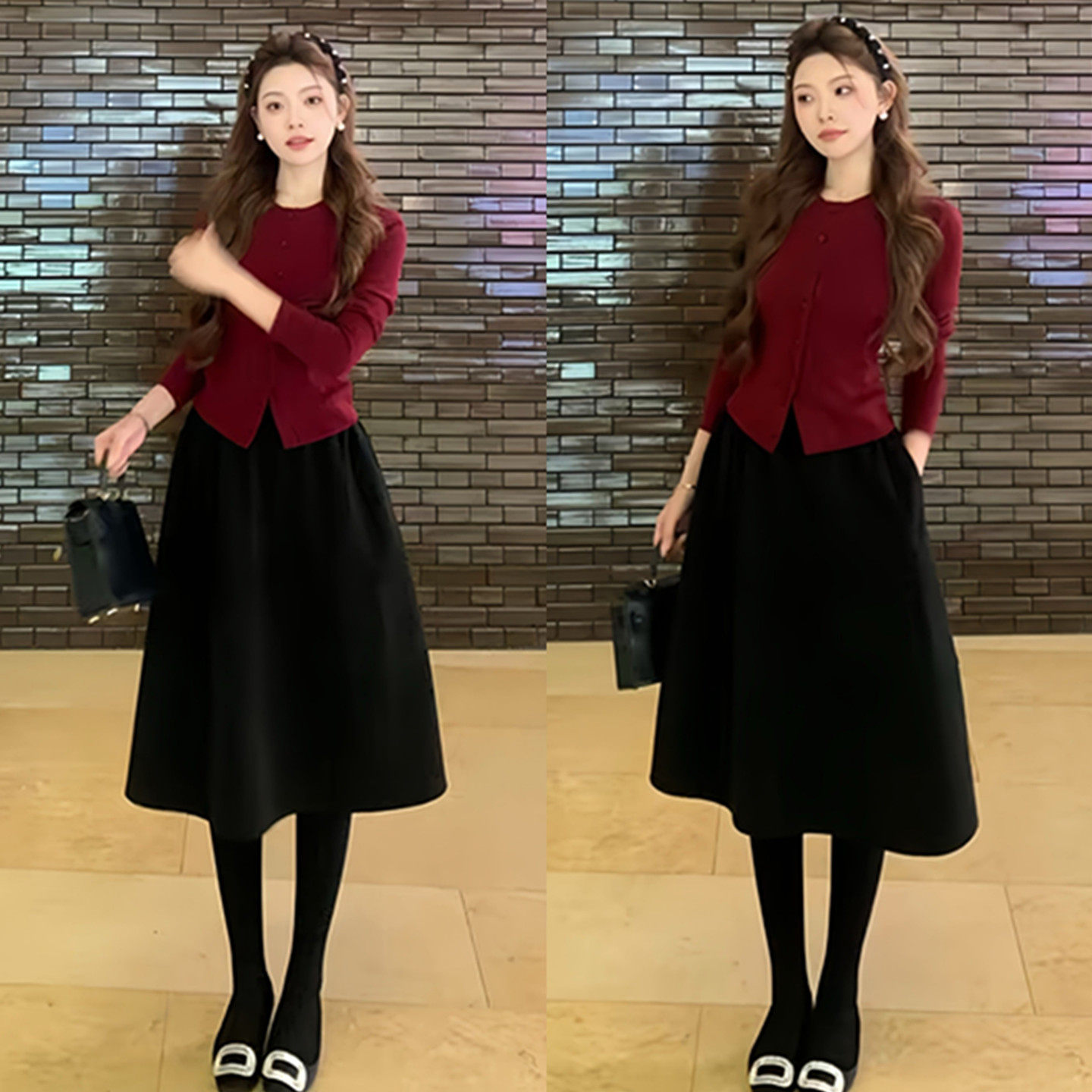 优雅气质穿搭一整套女冬季独特修身显瘦针织开衫高腰半身裙两件套,女装/女士精品,时尚套装,淘宝优惠券,粉丝福利购,淘宝优惠卷