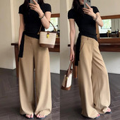 老钱风宽松垂感休闲阔腿西装 裤 女夏高级感百搭高腰显瘦休闲直筒裤