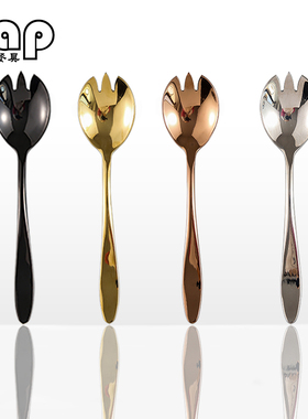 Zap沙律叉无磁不锈钢镜光金玫瑰金黑色银色金属单品儿童商用西餐