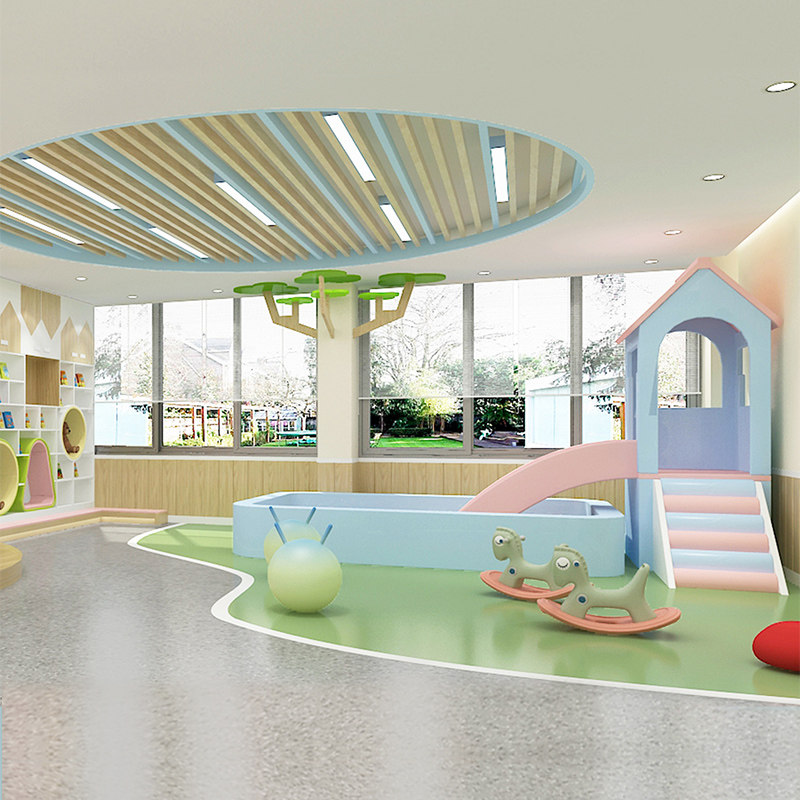 幼儿园装修设计少儿艺术教培训机构托育早教中心体v门头3d效果图